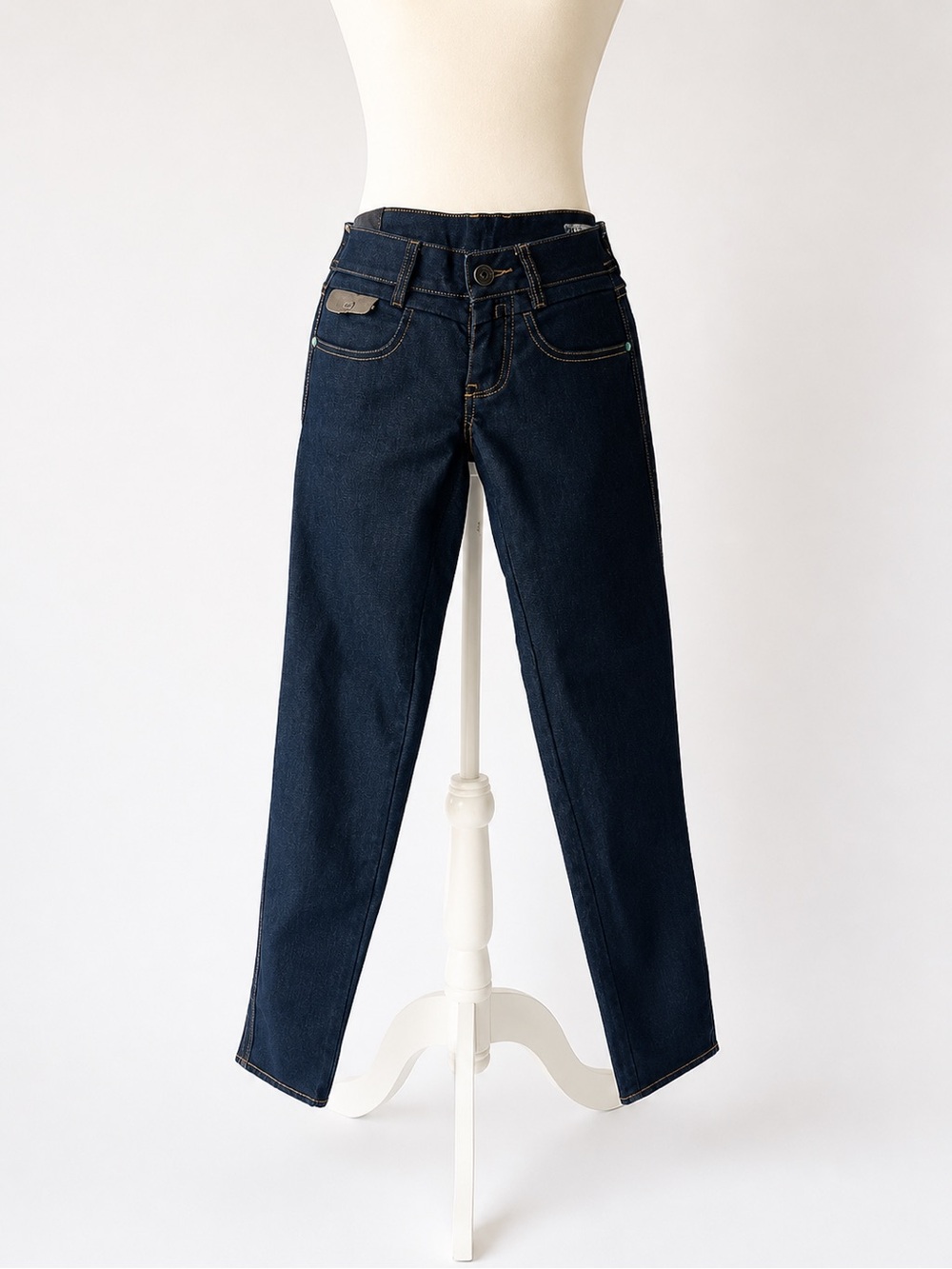 Chevignon Dark Wash Skinny Jeans with Double Zipper Pocket Detail